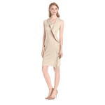Anne Klein Women's Cap Sleeve Asymmetrical Neck Ruffle Dress